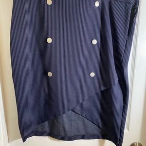 Cato navy blue with white pin striped skirt NWOT